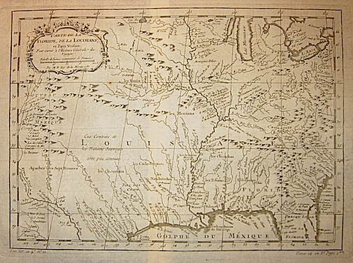 Bellin Jacques-Nicolas (1703-1772) Carte de la Floride, de la Louisiane, et Pays Voisins... 1757 Parigi